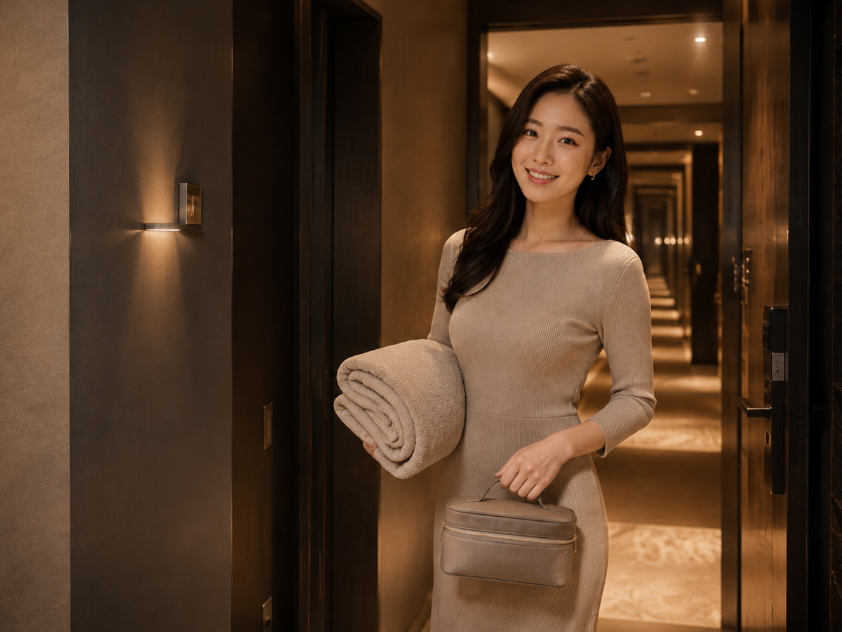 하남 방문 홈케어 일정을 준비하는 젊은 성인 한국 여성 관리사